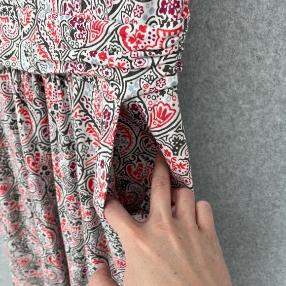 Boden Womens Margot Scoop Neck Dress Size 10 White Red Paisley Modal Pockets - Picture 4 of 11